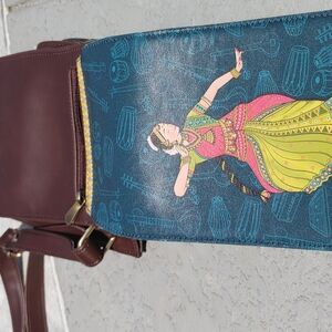 Brown Crossbody Bag with Artistic Flair